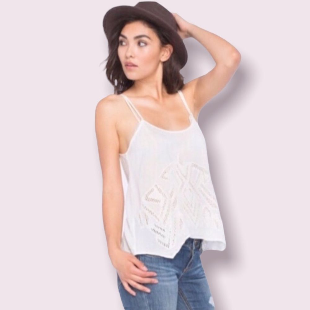 Volcom Boho Cream & Mesh Inset Casual Cami Tank Top NWT